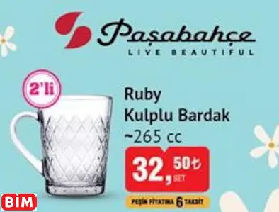 PAŞABAHÇE RUBY KULPLU BARDAK ~265 CC PAŞABAHÇE RUBY KULPLU BARDAK ~265 CC